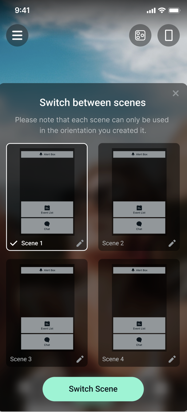 Choosing which scenes and sources to show for Streamlabs mobile app
